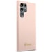 Funda Guess de silicona con logo metálico « Script » para Samsung S23 Ultra, rosa