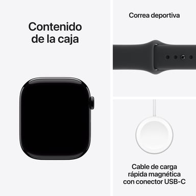 Apple Watch Series 11 GPS 46mm Boitier en Aluminium Noir de Jais avec Black Sport Band - S/M