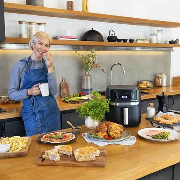 Cecotec 03214 friteuse Unique 5,5 L Autonome 1700 W Friteuse d'air chaud Noir, Acier - Neuf