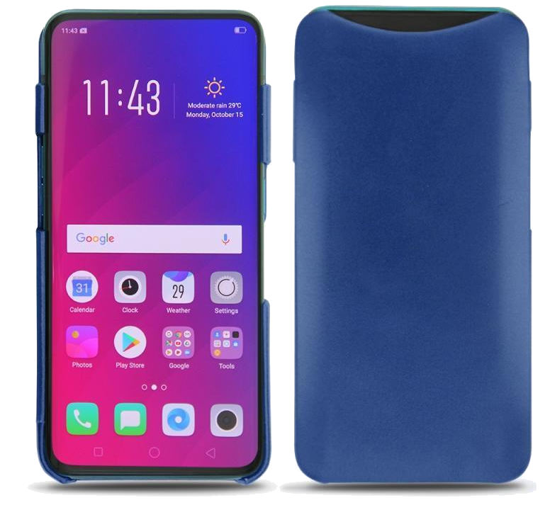 Coque cuir Oppo Find X - Coque arrièreBleu