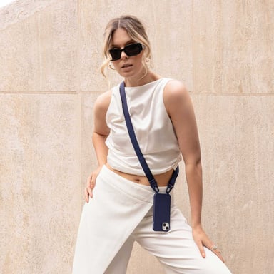 Selencia Coque silicone avec cordon amovible pour Samsung Galaxy S24 Ultra - Bleu foncé