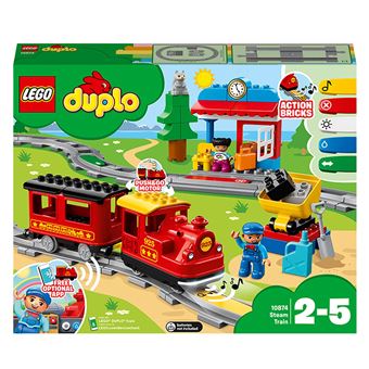 LEGO 10874 Duplo Ma Ville Le Train à Vapeur avec Sons Lumières Rails et Télécommande Jouet De Locomotive Idée Cadeau Enfants et Plus