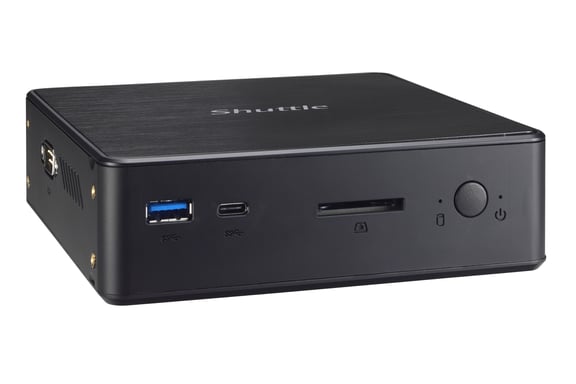 Shuttle Nano PC NC10U7 , Intel i7-8565U, 1x HDMI, 1x DP, 1x 2,5'', 1x M.2, 1x LAN, 1x COM, WiFi, funzionamento 24/7, attacchi VESA
