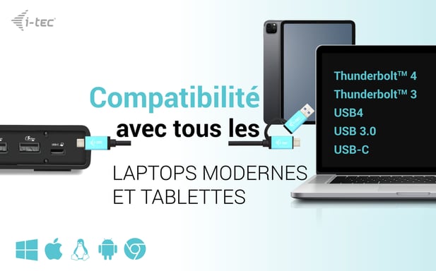 i-tec USB 3.0 / USB-C / Thunderbolt 3 Dual Display Docking Station Gen2 + Power Delivery 100W