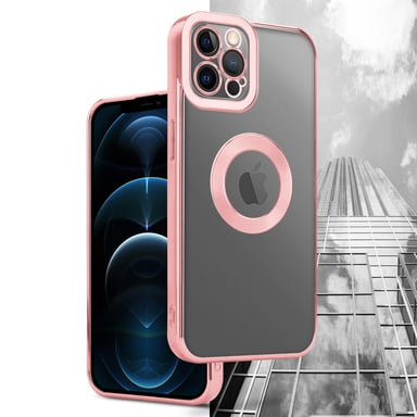 Coque pour Apple iPhone 12 PRO MAX en Transparent - Rose Housse de protection Étui en silicone TPU flexible avec application Chrome