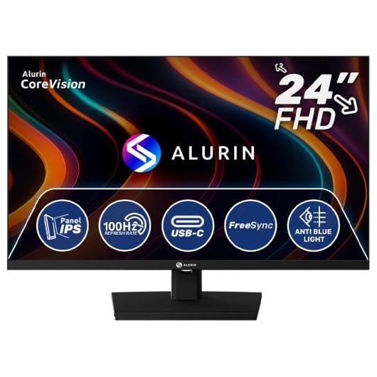 Écran Alurin 24 IPS FHD 100Hz Freesync USB Type C VESA 100x100 Design Slim Neuf