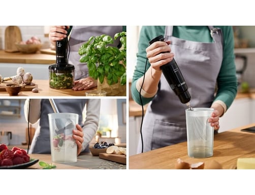 Batidora de mano - BOSCH - MSM4B621 - 1000 W - 4 cuchillas afiladas - Tazón mezclador - Minipicadora - Batidor - Engranajes cerámicos