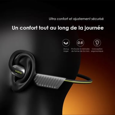 oraimo OpenCirclet 2 – Casque Bluetooth open-ear IPX5, autonomie 16h, pédomètre intégré, son Bass-Boost stéréo