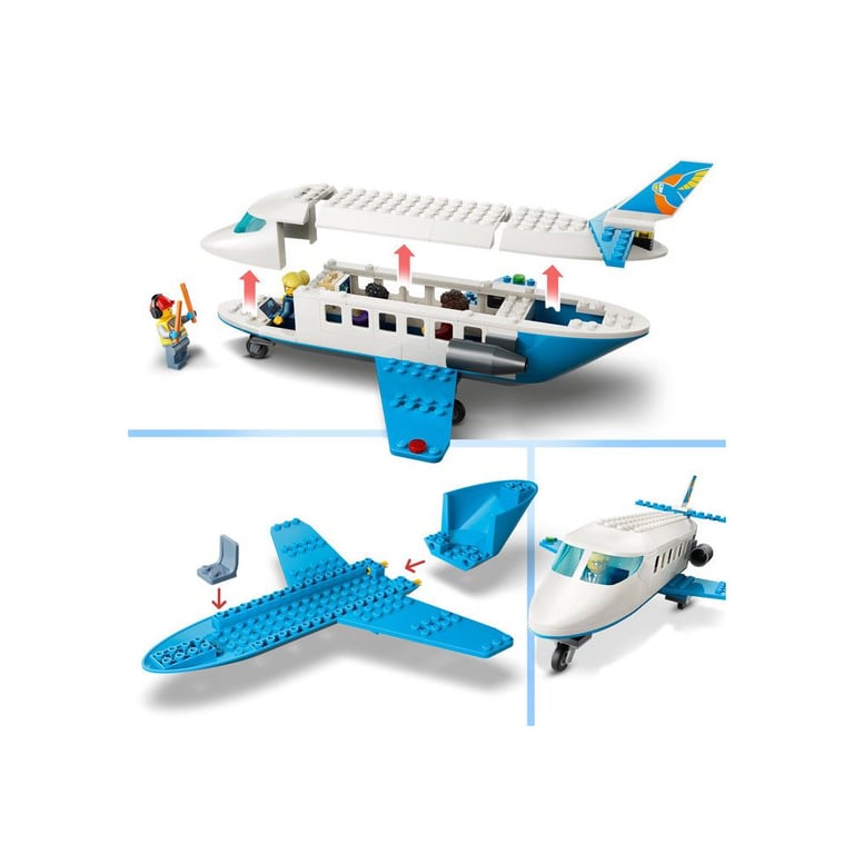 LEGO City 60492 Avion de tourisme avec cabine ouverte et 4 minifigurines Noir et bleu - Neuf