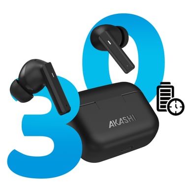 Akashi Auriculares Bluetooth con cancelación de ruido, autonomía 6h Negro