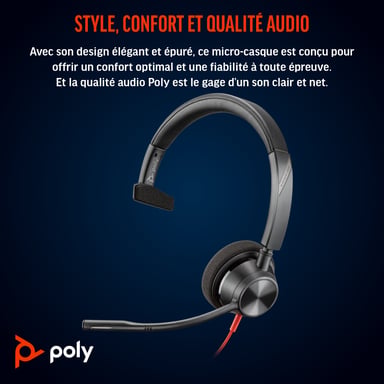 Poly Micro-casque Blackwire 3310 monaural USB-C Noir - vue 2