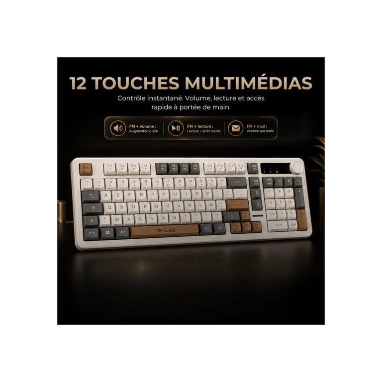 Clavier gaming filaire Azerty The G Lab Keyz Caesium Ex avec molette de volume - vue 7