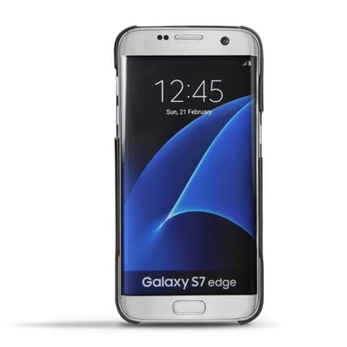 Coque cuir Samsung Galaxy S7 Edge - Coque arrière - Noir - Cuir lisse