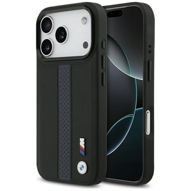 Custodia BMW M Perforated Stripe Logo MagSafe per iPhone 17 Pro, blu