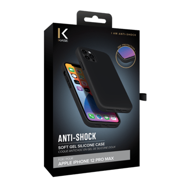 Custodia antiurto in morbido silicone gel per Apple iPhone 12 Pro Max, nero satinato