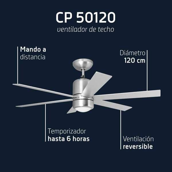 Ventilateur De Plafond Orbegozo CP 50120 – Silencieux 3 Vitesses Réversible - vue 2