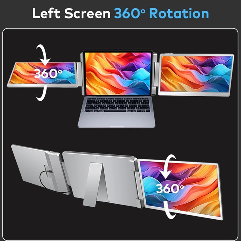 Ecran Portable FOPO S10 15.6 extension triple écran 1920x1080 FHD   Portable pour PC Portables  Rotation à 360° Grise - Neuf