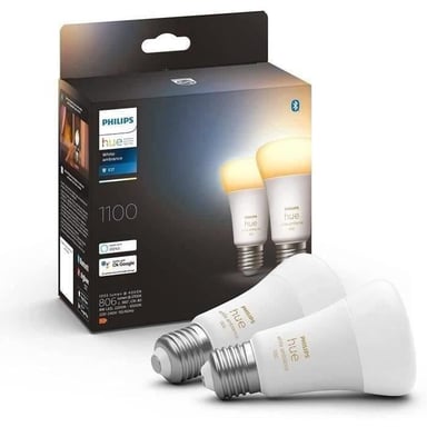 White Ambiance, ampoule LED connectée E27 équivalent 75W, 1100 lumen, compatible Bluetooth, pack de 2