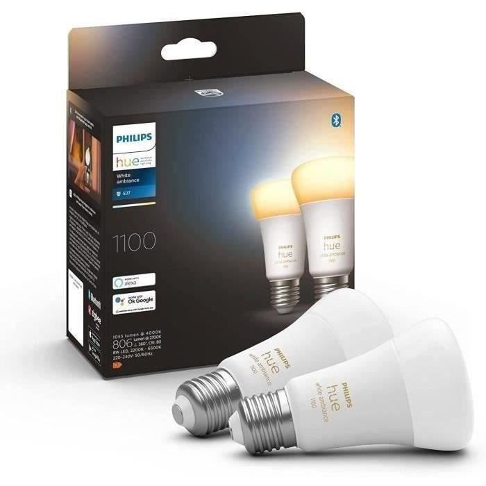 Philips Hue Ambiance ampoule LED connectée E27 équivalent 1100 lumen compatible Bluetooth pack de 2 - vue 3