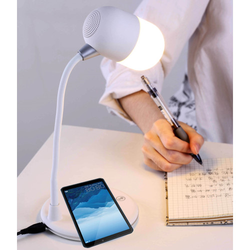 Lampe de bureau LED HP sans fil micro intégré blanche