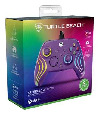 Controlador Turtle Beach Afterglow Wave Violeta Controlador de juego RGB con cable - Licencia para Xbox Series XS, Xbox One y Windows - Botones programables, gatillos con efecto Hall, controles de audio