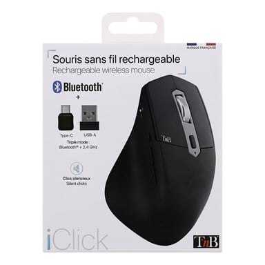 Mouse wireless semi-ergonomico T'nB Dual Connect iClick (nero)