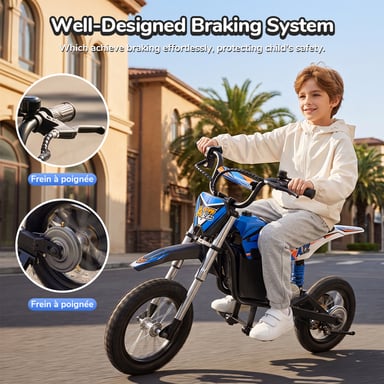 Moto da cross elettrica A12 per bambini, motore da 350 W, batteria da 36 V 4,5 Ah, pneumatici da 12''. Regalo ideale per bambini.