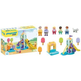 Aire de Jeux Playmobil 1.2.3 - Château Médiéval avec Grande Roue et Toboggan - Neuf