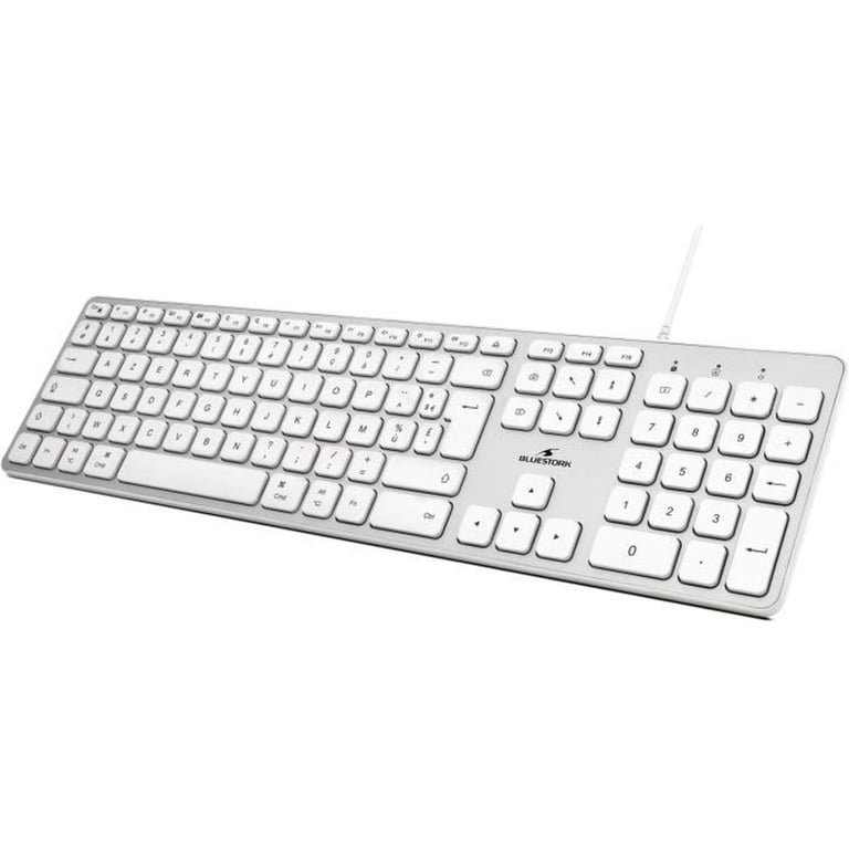 Clavier filaire BLUESTORK pour Mac AZERTY Français USB/USB-C blanc 13 raccourcis multimédia - Neuf