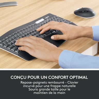 Logitech 920-008222 clavier Souris incluse Universel RF sans fil + Bluetooth AZERTY Français Noir