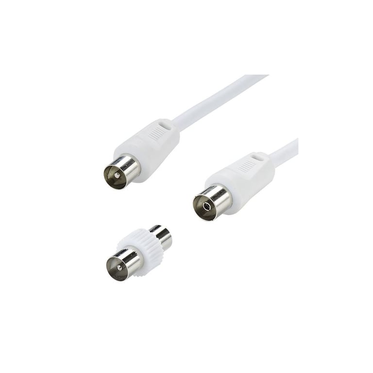 Câble d'antenne TV coaxial ERARD 4513 10 m 9,52 mm M/F avec adaptateur M/M nickel - Neuf
