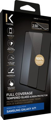 Protezione dello schermo in vetro temperato (100% di copertura della superficie) per Samsung Galaxy A71, nero