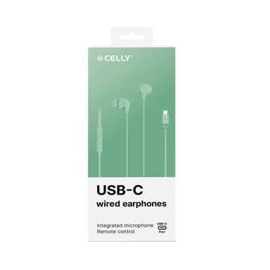 Celly UP1600TYPECGN écouteur/casque Avec fil Ecouteurs Appels/Musique USB Type-C Vert