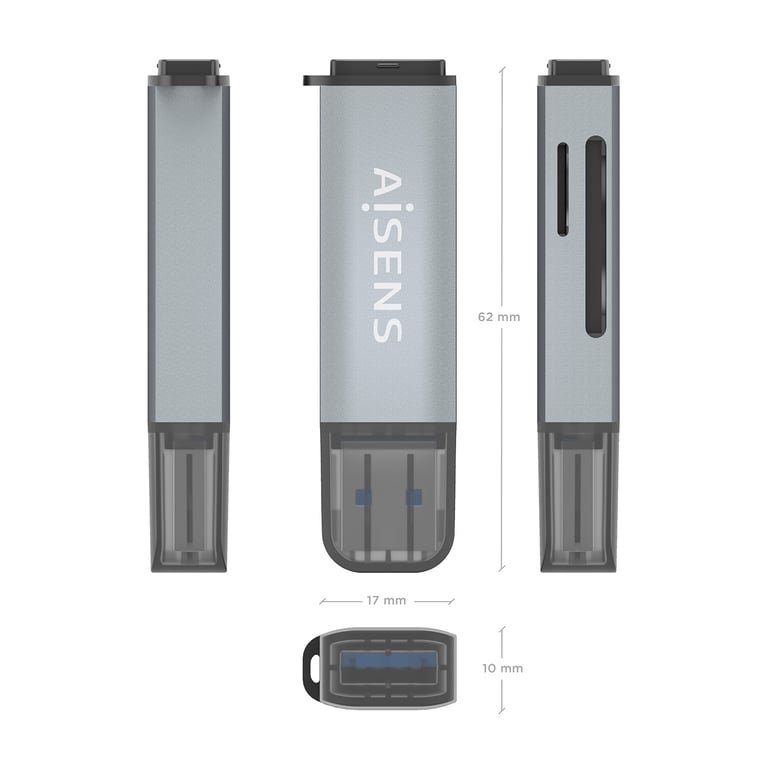 AISENS ASCR 2A09 GR lecteur de carte mémoire USB 3.2 Gen 1 3.1 Gen 1 Type A Neuf - vue 2
