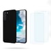 EVETANE Coque Samsung Galaxy S22 Noire Silicone liquide + 2 Vitres en Verre trempé Protection écran Antichocs