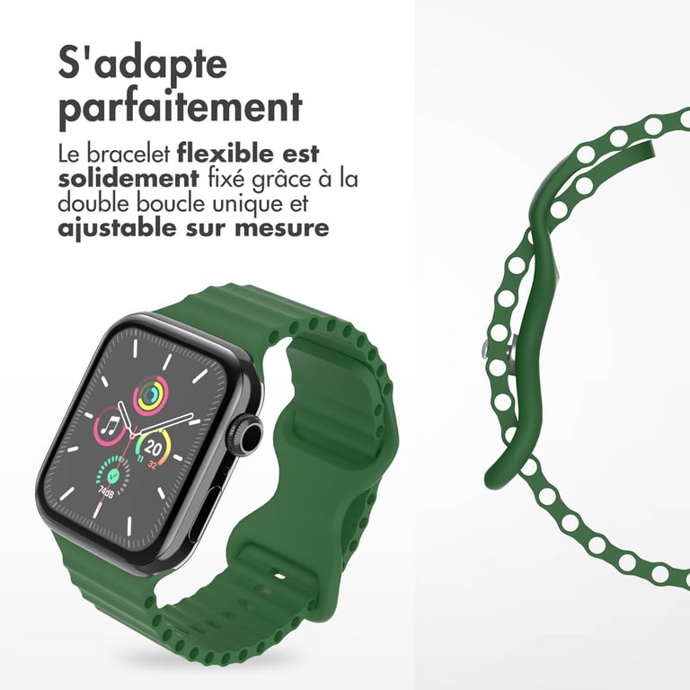 imoshion Bracelet Athletic en silicone pour Apple Watch | 38/40/41/42 mm - Vert foncé - Neuf