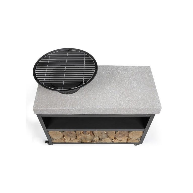 Brasero barbecue sur desserte LIVOO DOC329 3 en 1 Grille en fer chromé Hauteur 82 5 cm 4 roues Bois et - vue 6