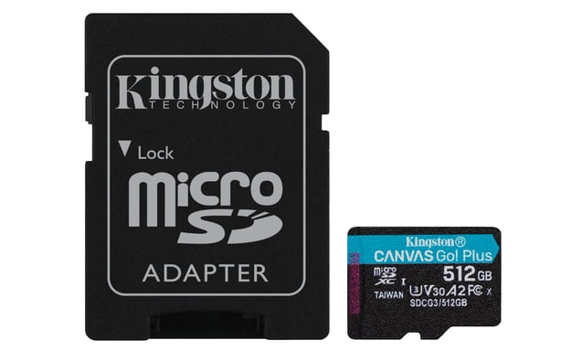Tecnologia Kingston Canvas Go Plus 170R A2 U3 V30 Scheda microSDXC da 512 GB + ADP