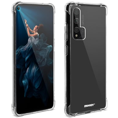 Moozy Coque en silicone anti-choc pour Huawei Nova 5T et Honor 20 - Coque de téléphone transparente et transparente en TPU souple