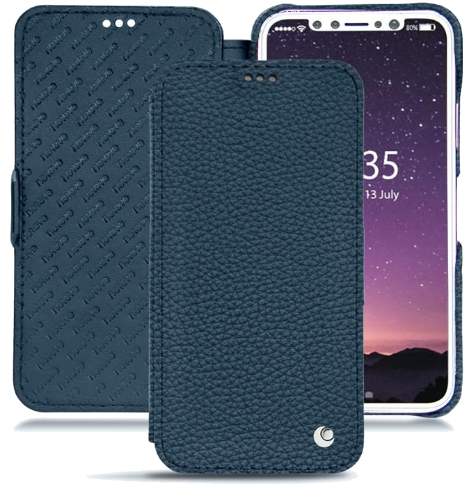 Housse cuir Apple iPhone X - Rabat horizontalBleu
