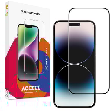 Accezz Protection d'écran en verre trempé Full Cover pour Apple iPhone 14 Pro / 15 / 16