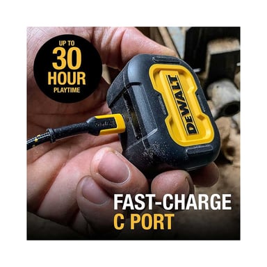 Écouteurs True Wireless DEWALT Pro-X1 Bluetooth 5.0 IPX6 Boîtier de charge robuste Noir et Jaune