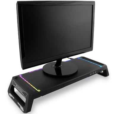 SN06 Soporte de monitor con RGB, cajón de almacenamiento y soporte para smartphone