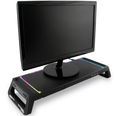 SN06 Supporto per monitor con RGB, cassetto portaoggetti e supporto per smartphone