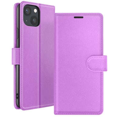 Zanaé Funda tipo cartera para iPhone 13 con soporte y lengüeta magnética Violeta