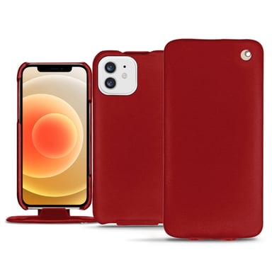 Housse cuir Apple iPhone 12 -  - Rouge - Cuir lisse