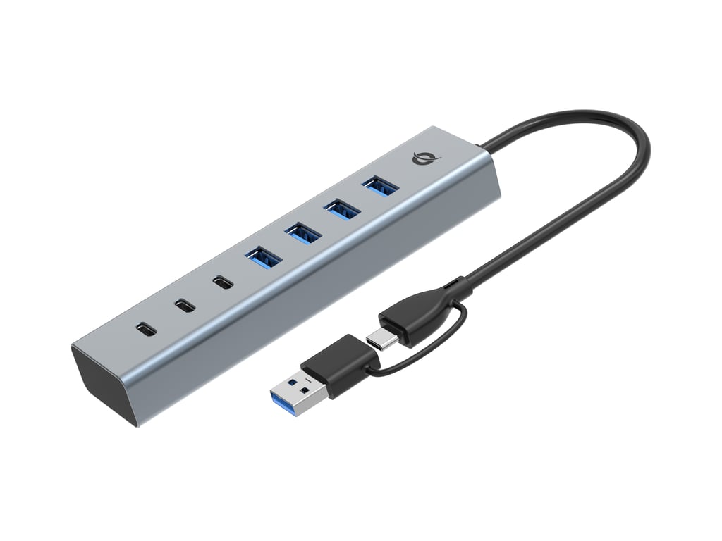 Conceptronic HUBBIES20G hub & concentrateur USB 3.2 Gen 1 (3.1 Gen 1) Type-C 5000 Mbit/s Gris - Neuf