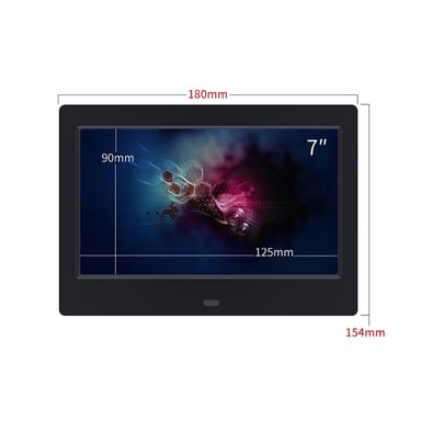 Cadre Photo Numérique 7 Pouces LED Haute Qualité Avec Support Vidéo Et Musique Noir YONIS