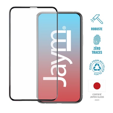 JAYM - Verre de Protection Premium pour iPhone 14 Pro Max - Incurvé 3D avec Contour Noir - Renforcé 9H Ultra Résistant - Qualité supérieure Asahi