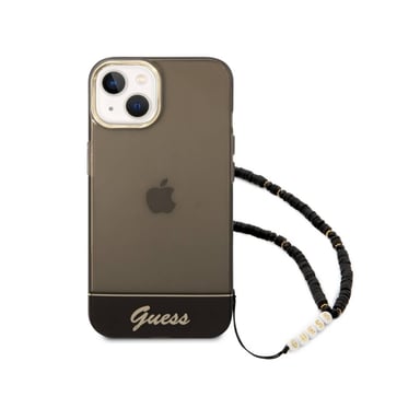 Custodia per iPhone 14 Plus con cinturino in perla stampata